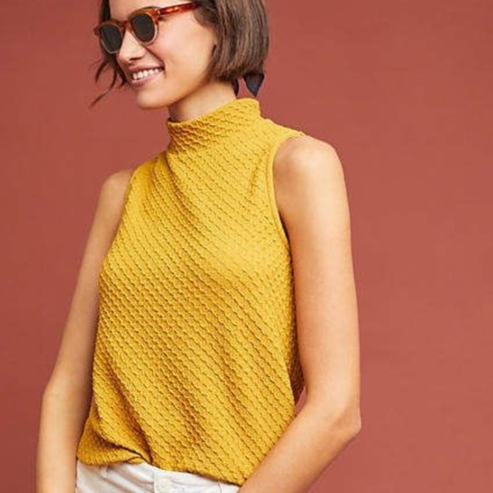 Anthro Gold/mustard knit mock turtleneck